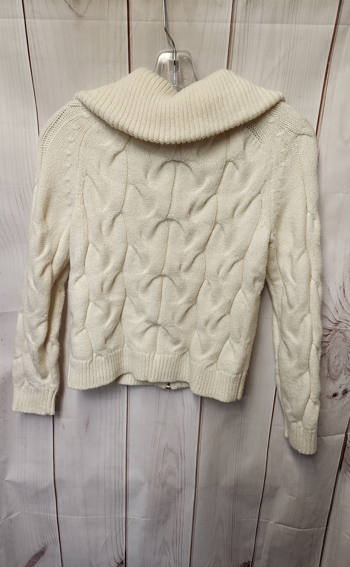 Talbots Women's Size Petite White Full Zip Sweater