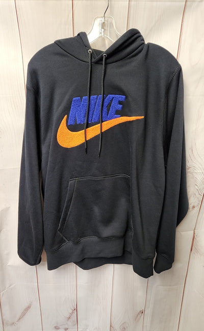 Nike Men's Size M Black Club Fleece FN3104-010 Orange Blue Sweatshirt Hoodie