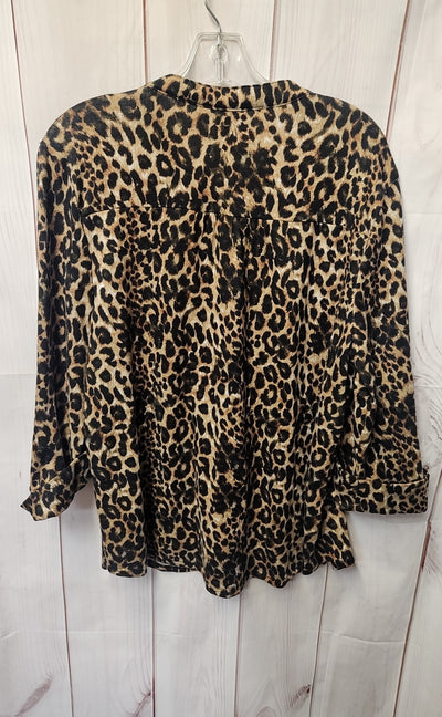 Cocomo Women's Size XL Brown Animal Print Long Sleeve Top