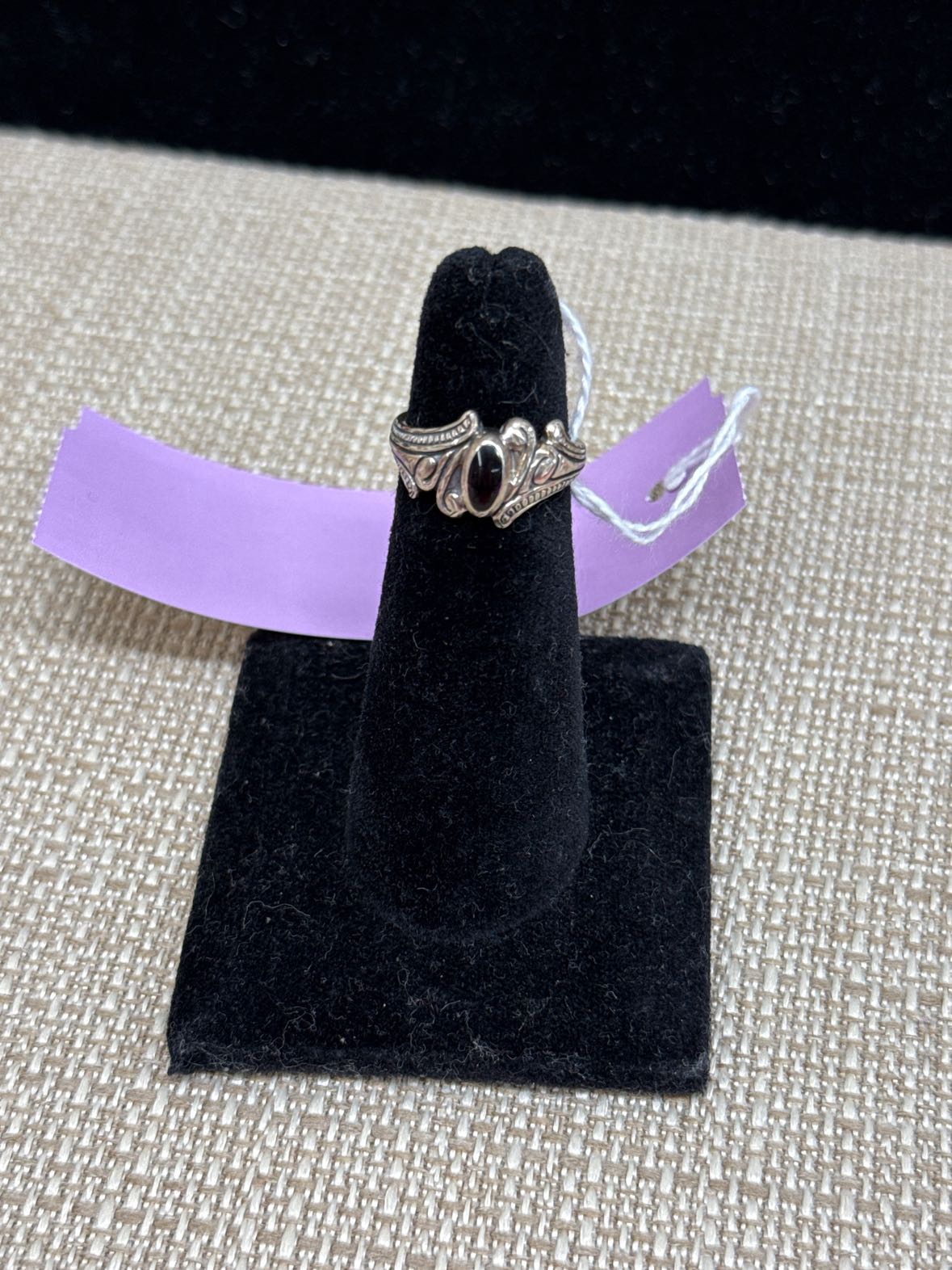 Black Stone Sterling Silver Ring Size 6