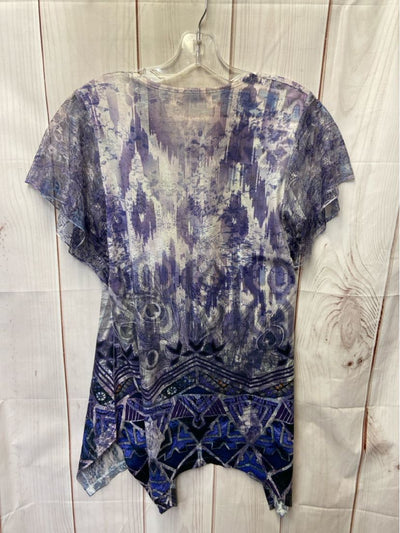 One World Women's Size S Purple Short Sleeve Top