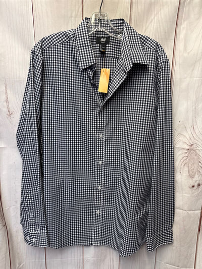 H&M Men's Size L Black & White Plaid Shirt