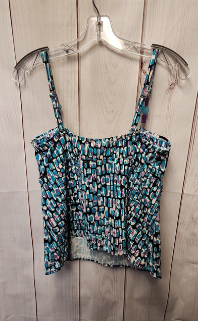 Dana Buchman Women's Size 16 Black & Blue Swim Top