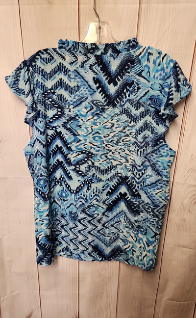 Floral & Ivy Women's Size XL Blue Short Sleeve Top