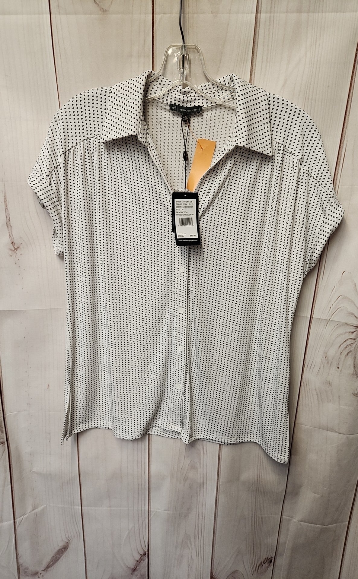 NWT Adrianna Papell Women's Size M White Short Sleeve Top
