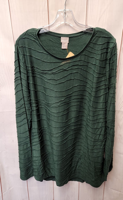 Chico's Women's Size 3 = US XL Green Long Sleeve Top