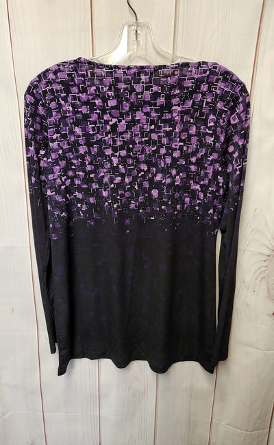 Susan Graver Women's Size XS Black & Purple Long Sleeve Top
