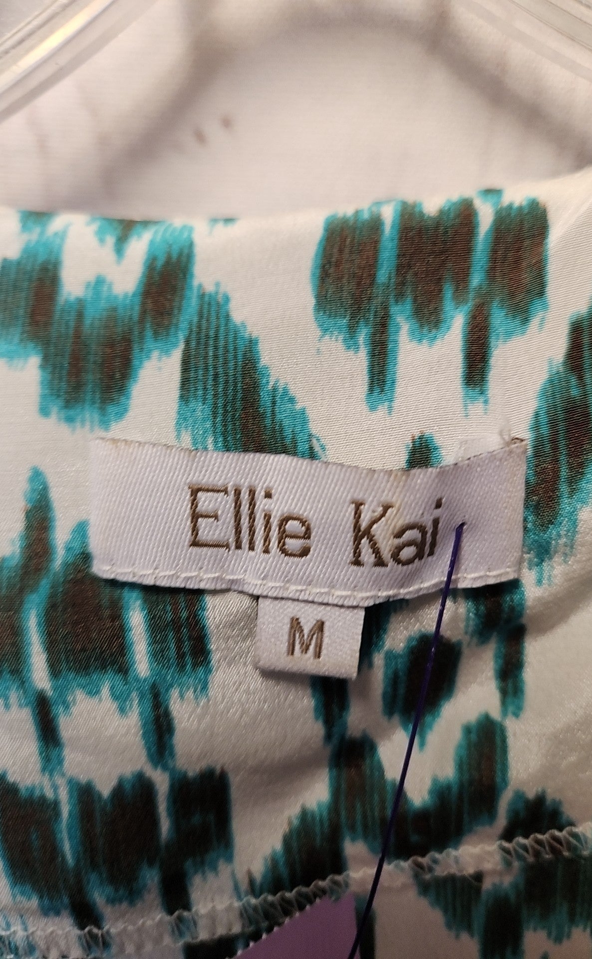 Ellie Kai Women's Size M White & Blue Short Sleeve Top