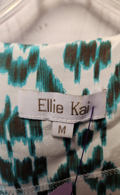 Ellie Kai Women's Size M White & Blue Short Sleeve Top