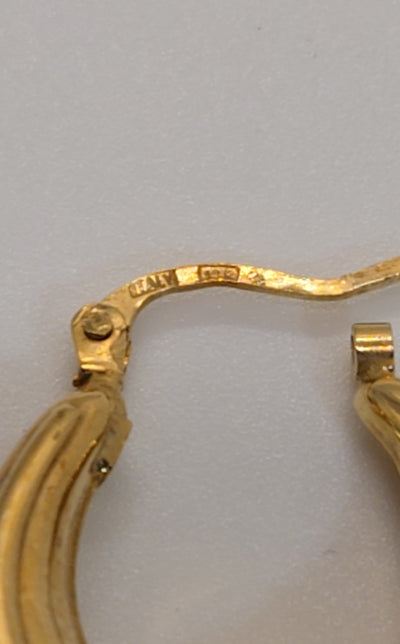 14K Yellow Gold Hoops Earrings - Approx 3/4" - Italy - 3.09 grams