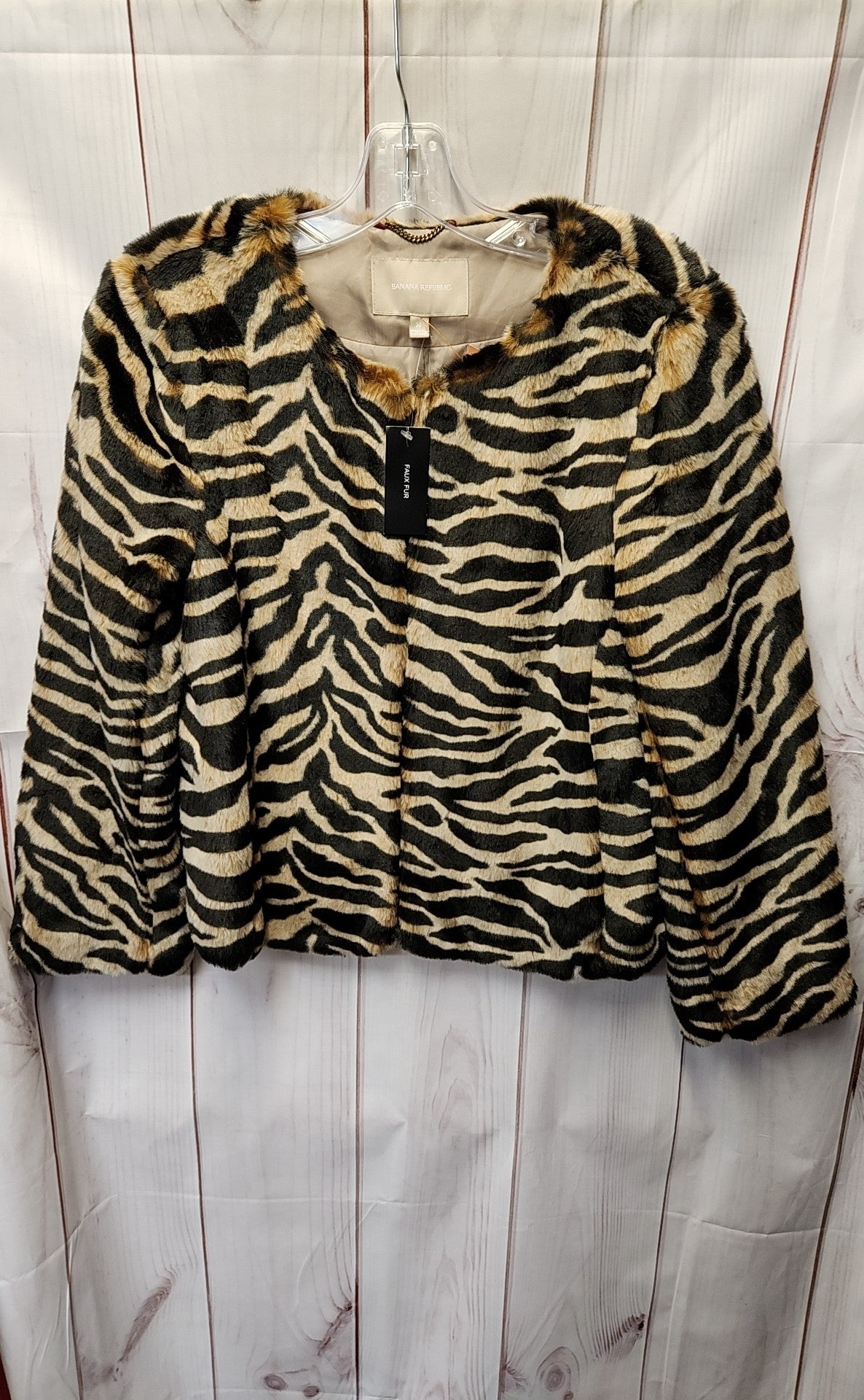 NWT Banana Republic Women's Size M Brown Animal Print Jacket