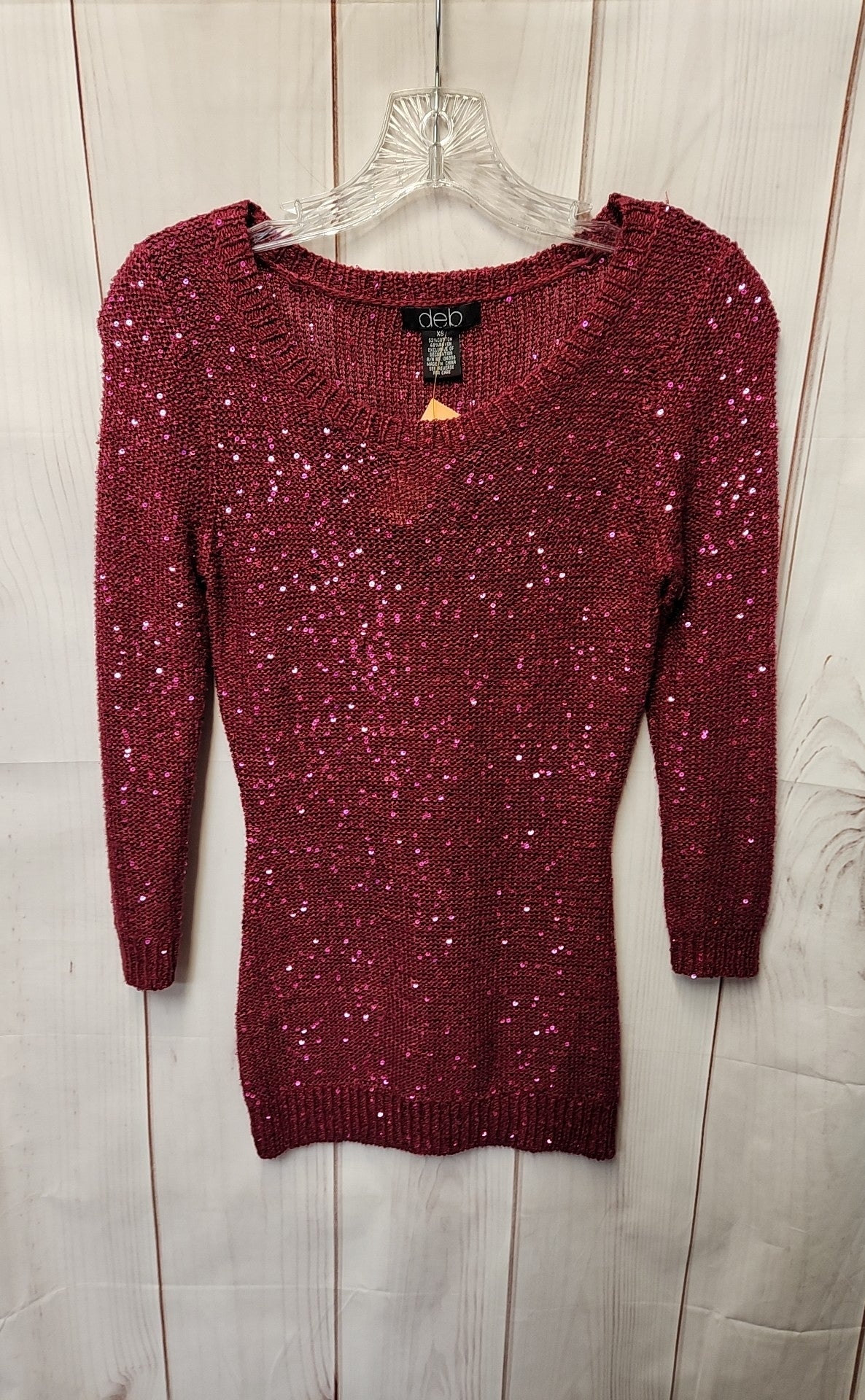 Deb Women's Size XS Pink Sequined Sweater