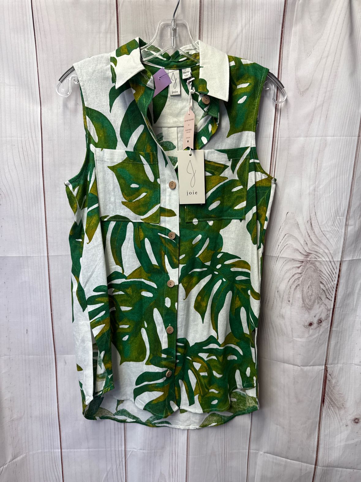 NWT Joie Women's Size XS White & Green Floral Sleeveless Top