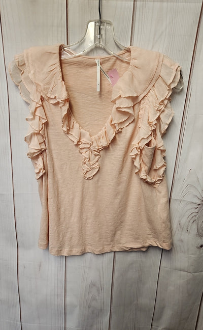 Anthropologie Women's Size S Peach Short Sleeve Top