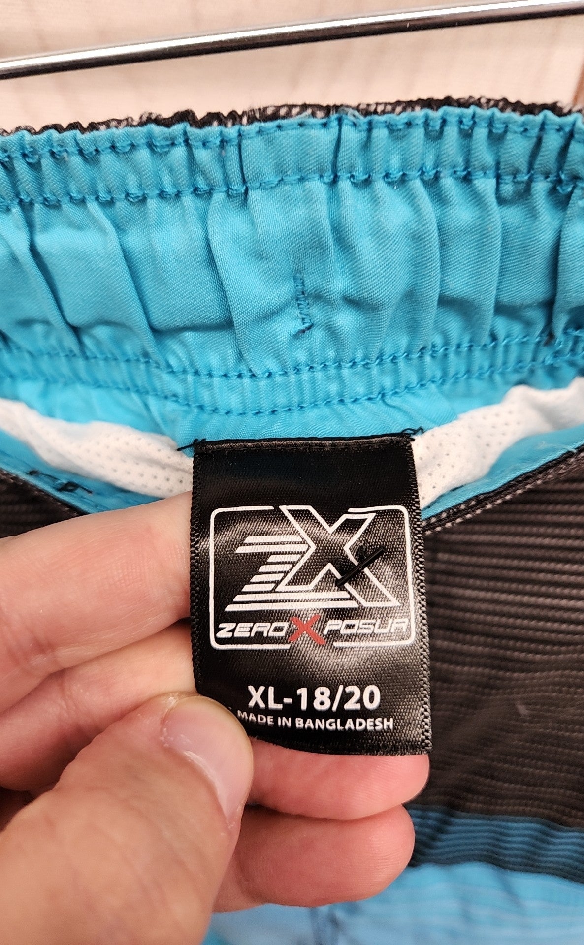 Zero Xposur Boy's Size 18/20 Blue & Gray Swim Trunks