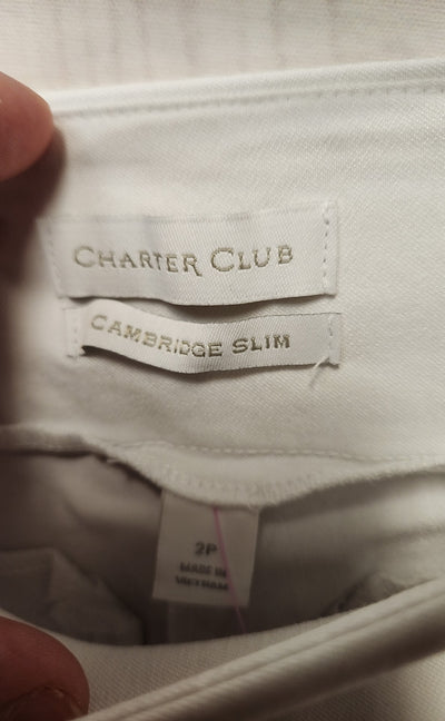 Charter Club Women's Size 2 Petite White Pants Cambridge Slim