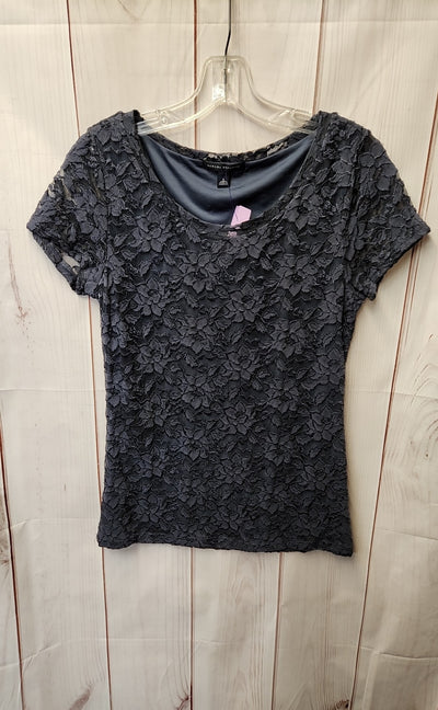 Banana Republic Women's Size S Navy Lace Floral Short Sleeve Top
