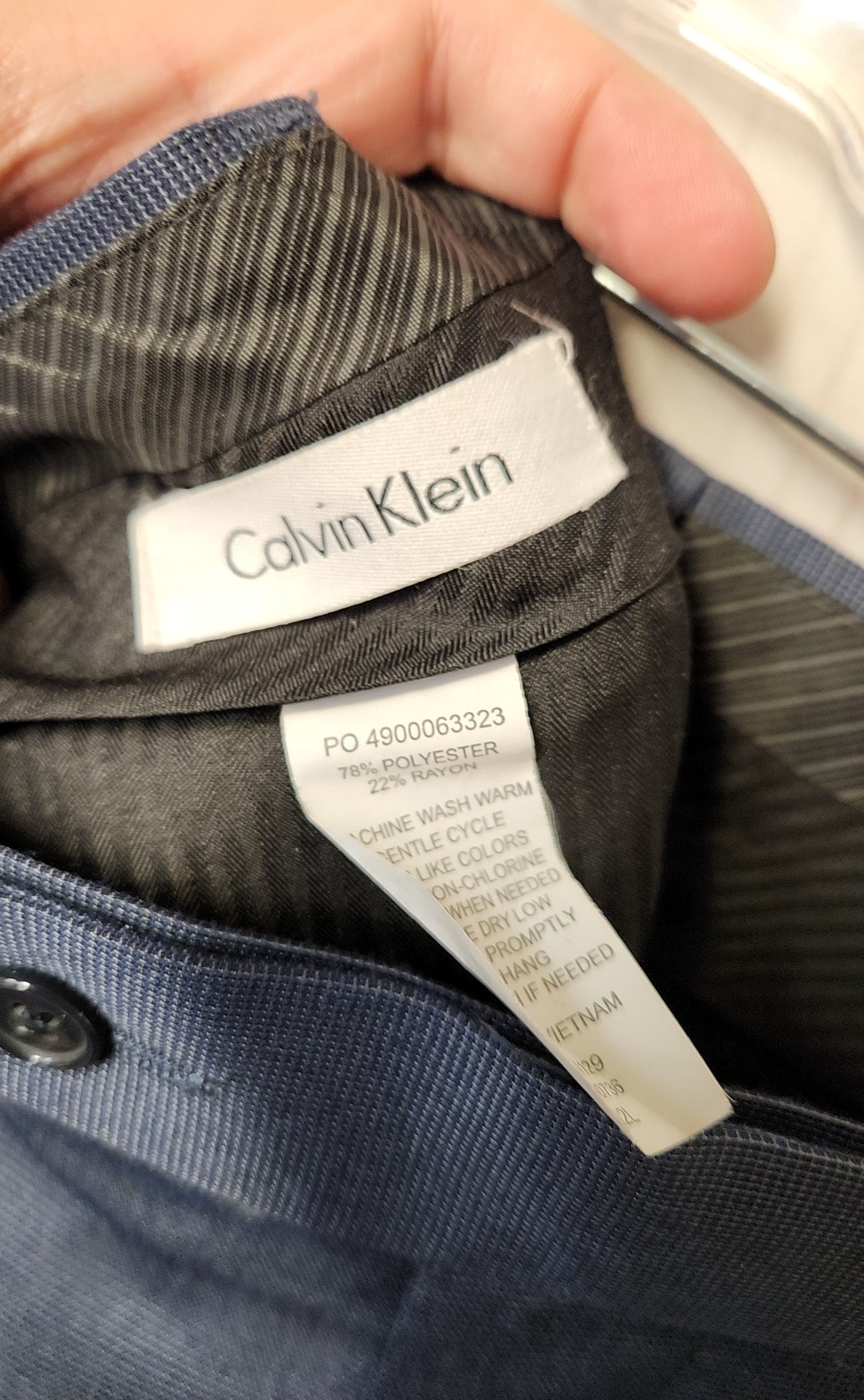 Calvin Klein Men's Size 38x32 Blue Pants