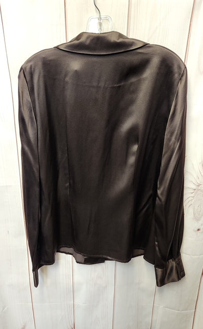 NWT Dana Buchman Women's Size 10 Brown Silk Long Sleeve Top