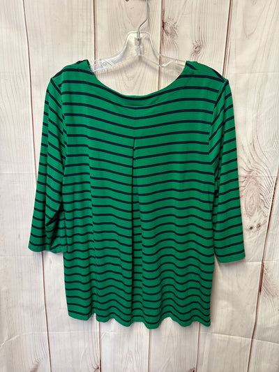 J Jill Women's Size L Green 3/4 Sleeve Top