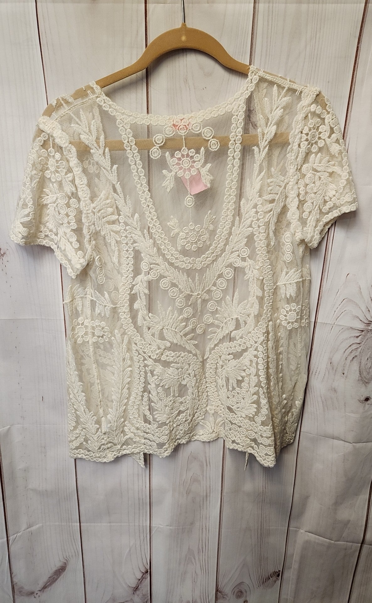 Pixley Women's Size S Cream Lace Floral Cardigan