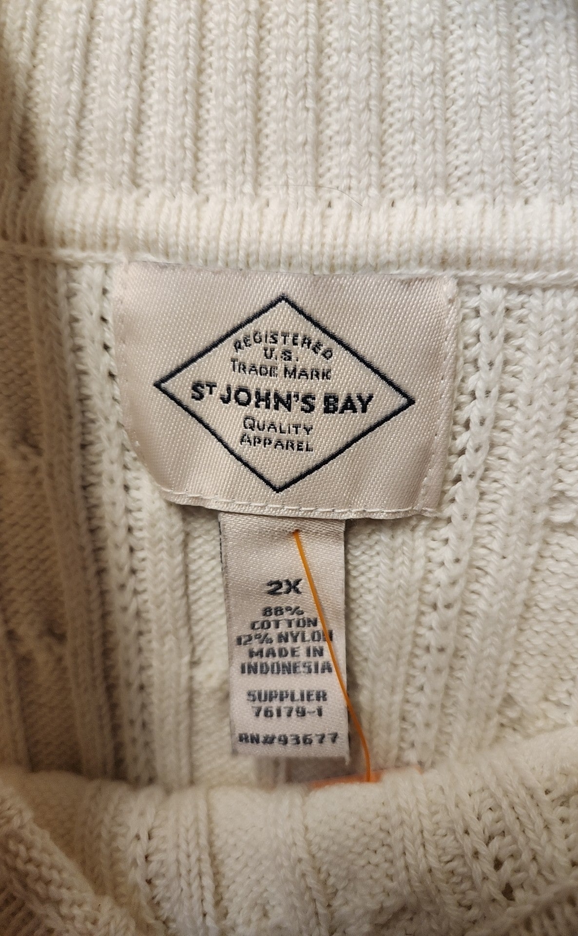 St Johns Bay Women's Size 2X White Sweater