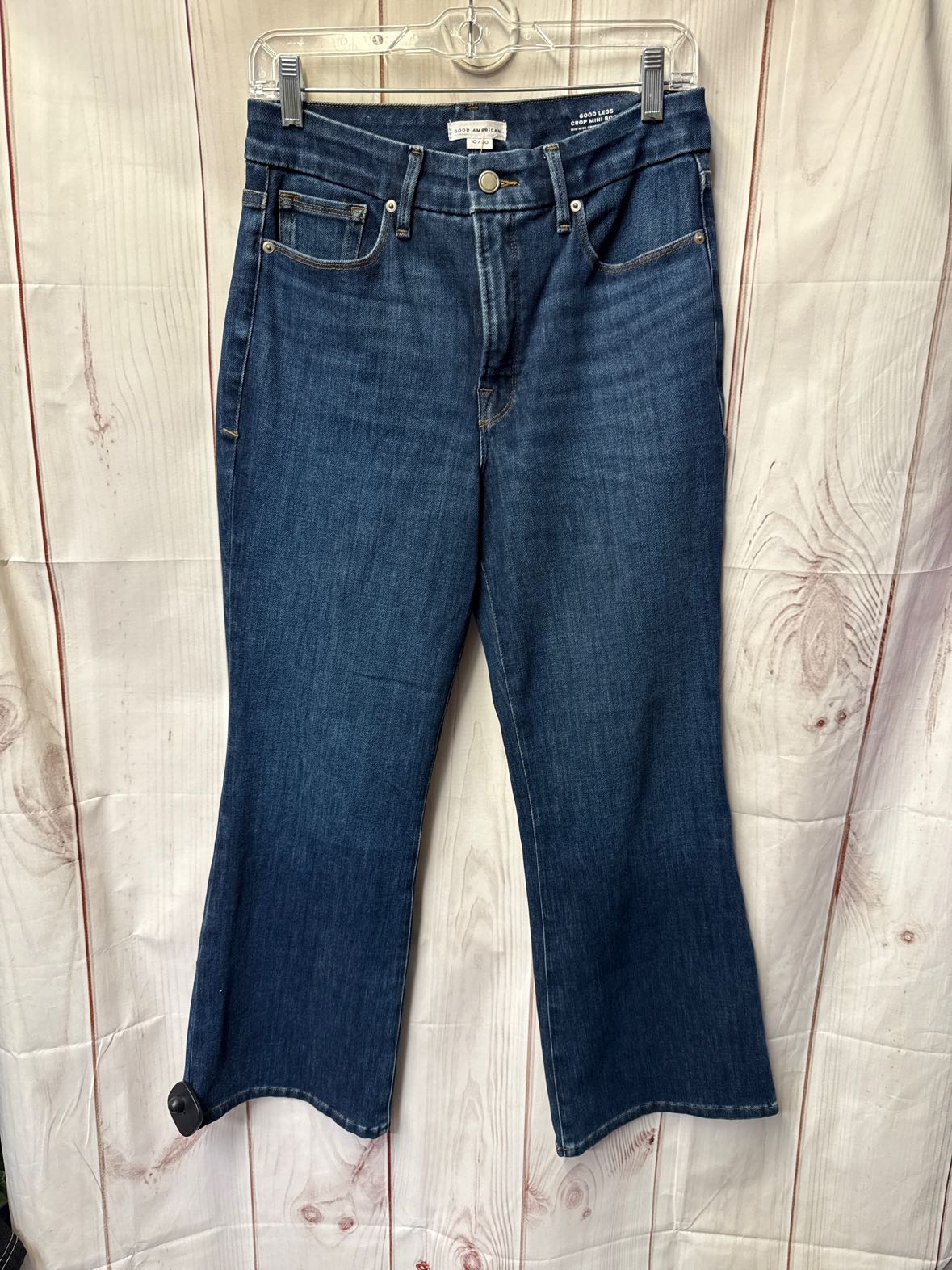 Good American Women's Size 10 Blue Good Legs Crop Mini Boot Jeans