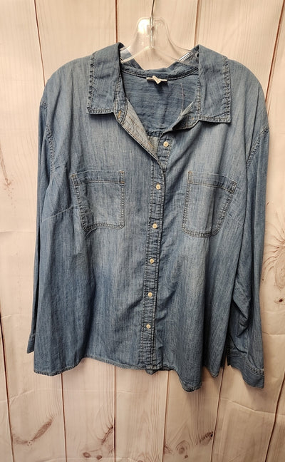 Ana Women's Size 2X Blue Long Sleeve Top