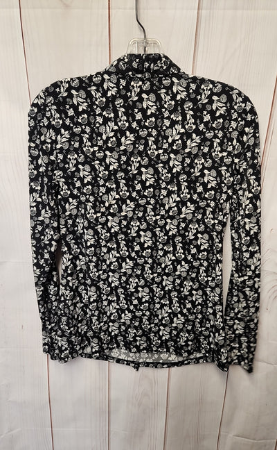 NWT Charter Club Women's Size XS Black Floral Long Sleeve Top