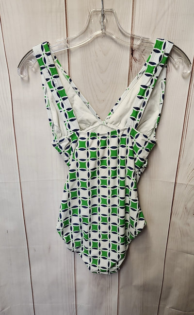 Cabanalife Women's Size M White & Green Swimsuit