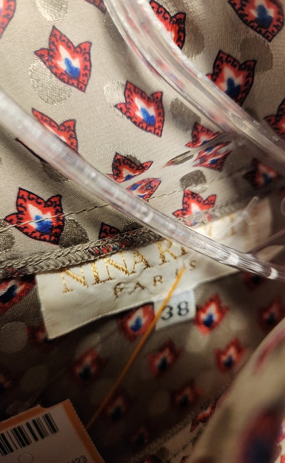 Nina Ricci Women's Size 38 = US M Brown Print Long Sleeve Top