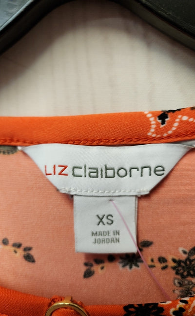 NWT Liz Claiborne Women's Size S Orange Floral 3/4 Sleeve Top