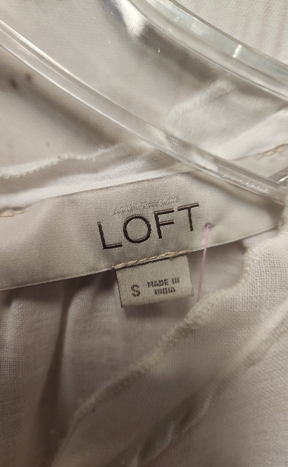 Loft Women's Size S White & Yellow Linen Floral Short Sleeve Top