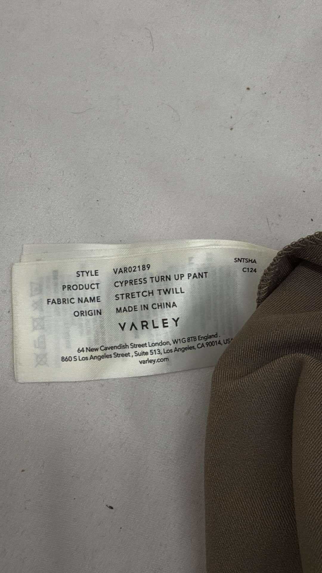 Varley Women's Size S Cypress Turn Up Brown Pants Stretch Twill