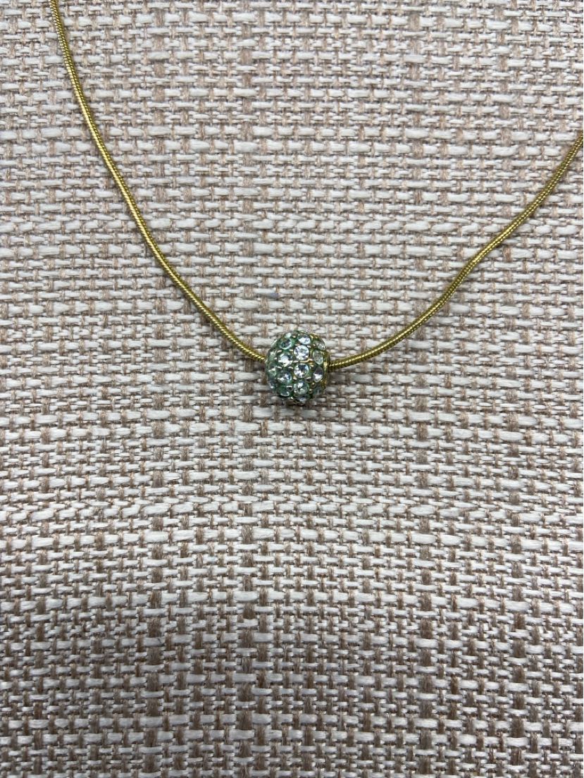 Gold Necklace with Green Charm