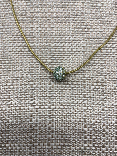 Gold Necklace with Green Charm