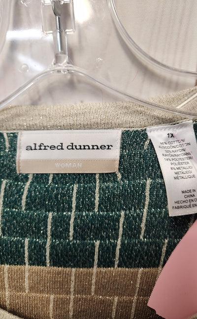 Alfred Dunner Women's Size 1X Beige Long Sleeve Top