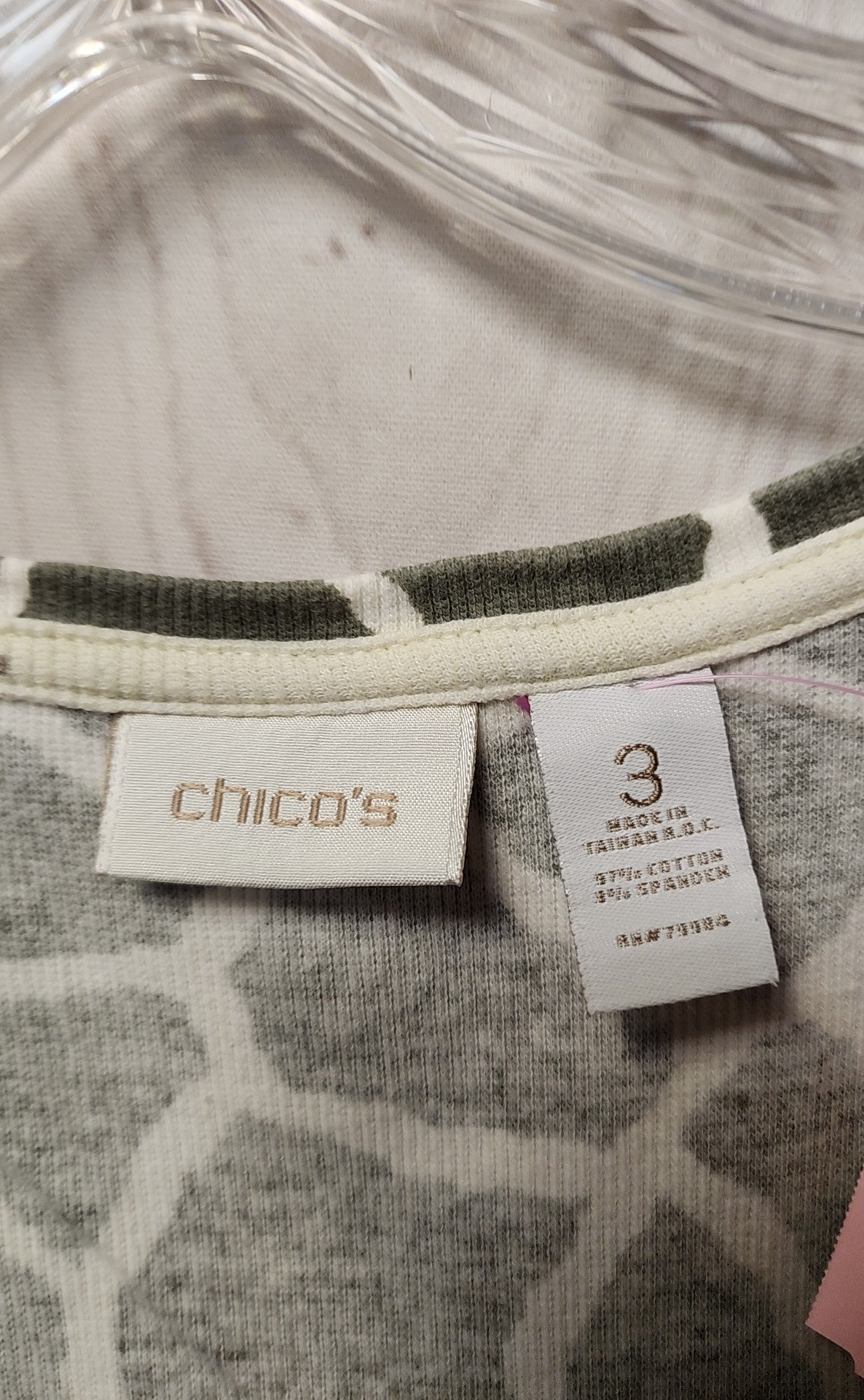 Chico's Women's Size 3 = US XL White & Green Animal Print Sleeveless Top