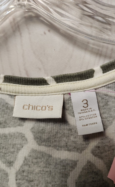 Chico's Women's Size 3 = US XL White & Green Animal Print Sleeveless Top
