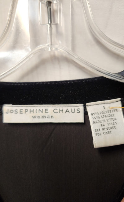 Josephine Chaus Women's Size 1X Black Velour Long Sleeve Top