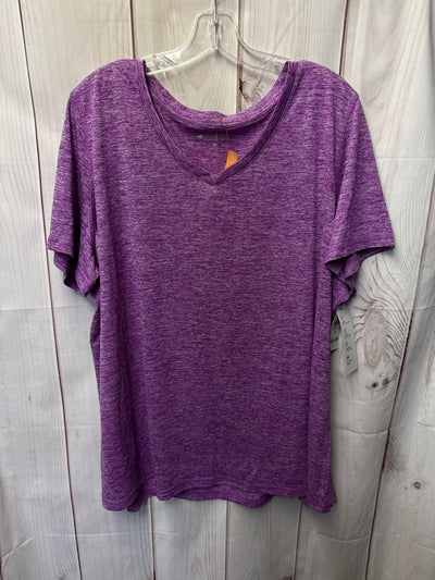 NWT Ideology Women's Size 3X Purple Short Sleeve Top