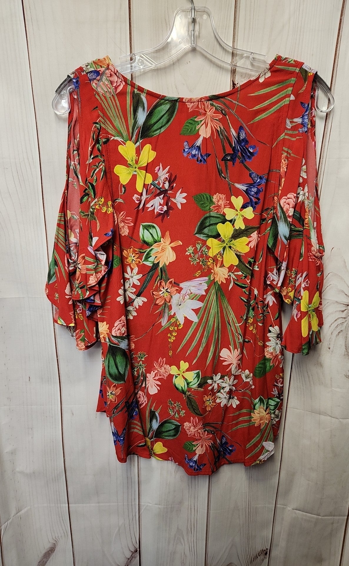 NWT Karen Kane Women's Size XL Red Floral Cold Shoulder Top