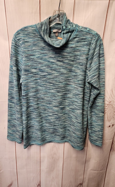 Talbots Women's Size L Petite Blue Long Sleeve Top