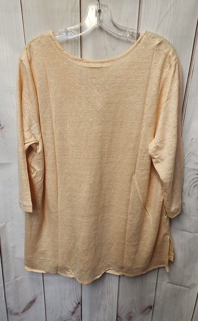 NWT J Jill Women's Size XL Peach Linen 3/4 Sleeve Top