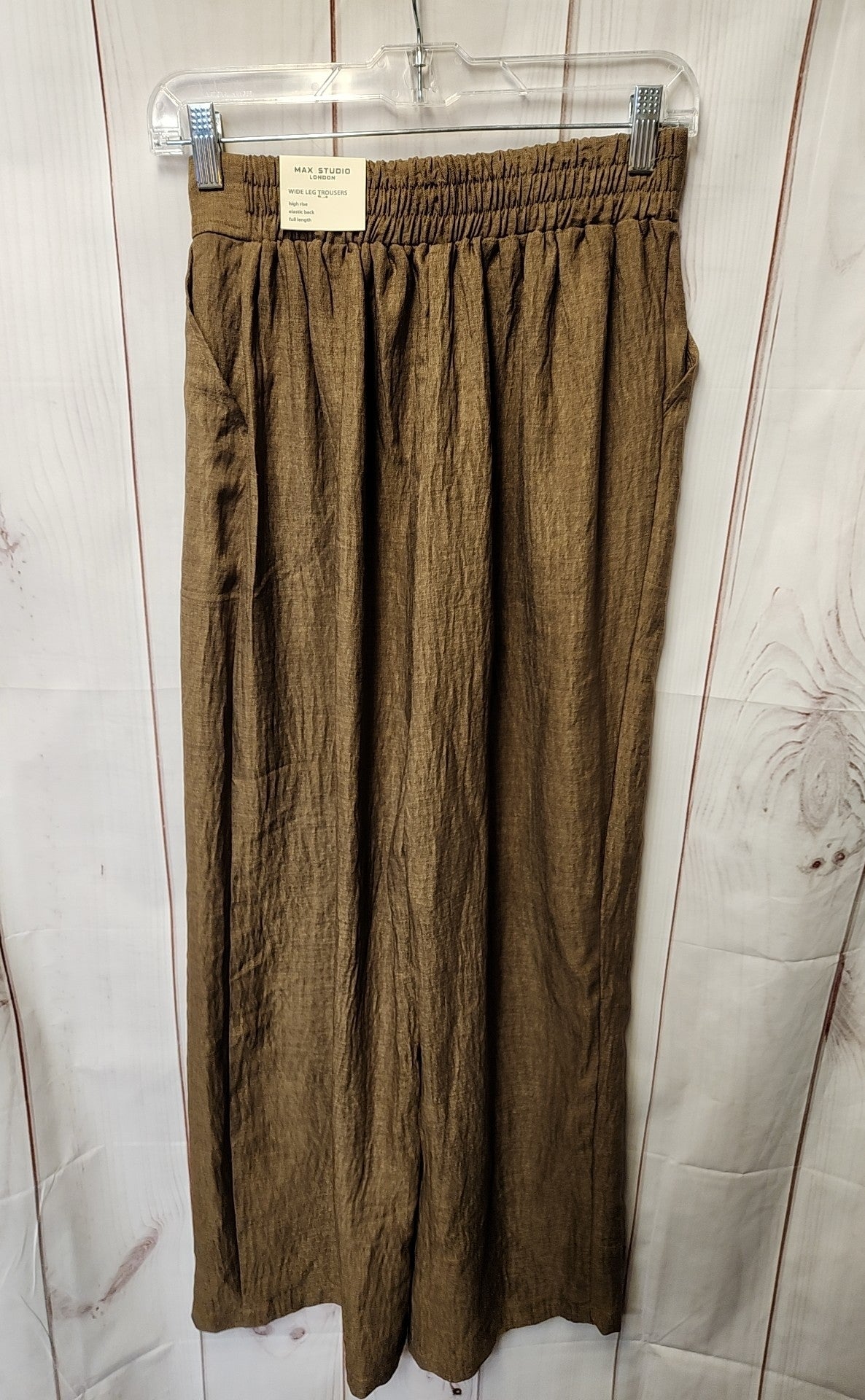 NWT Max Studio Women's Size S Brown Pants Wide Leg Trousers