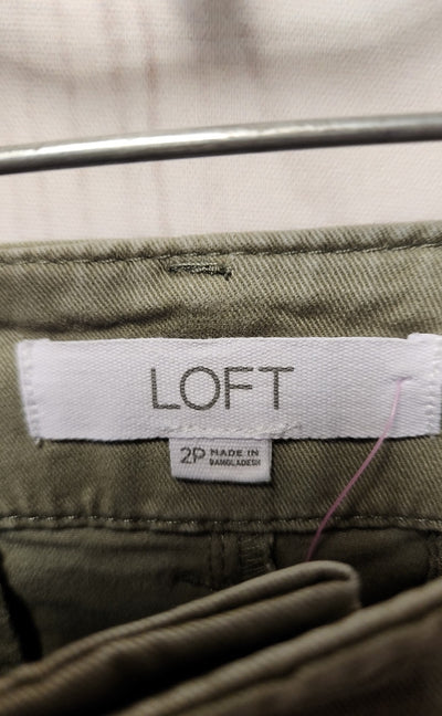 Loft Women's Size 2 Petite Olive Green Shorts the Washed Twill Short 6"