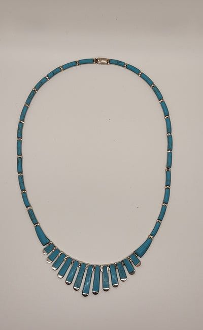 Vintage Turquoise & .950 Sterling Silver Mexico Necklace