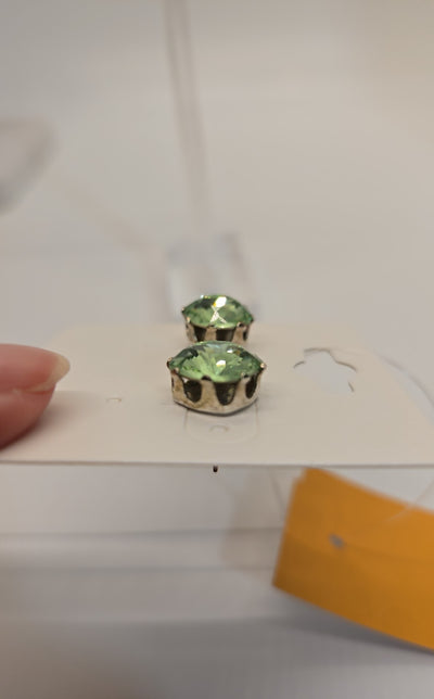 Sterling Green Crystal Earrings Studs