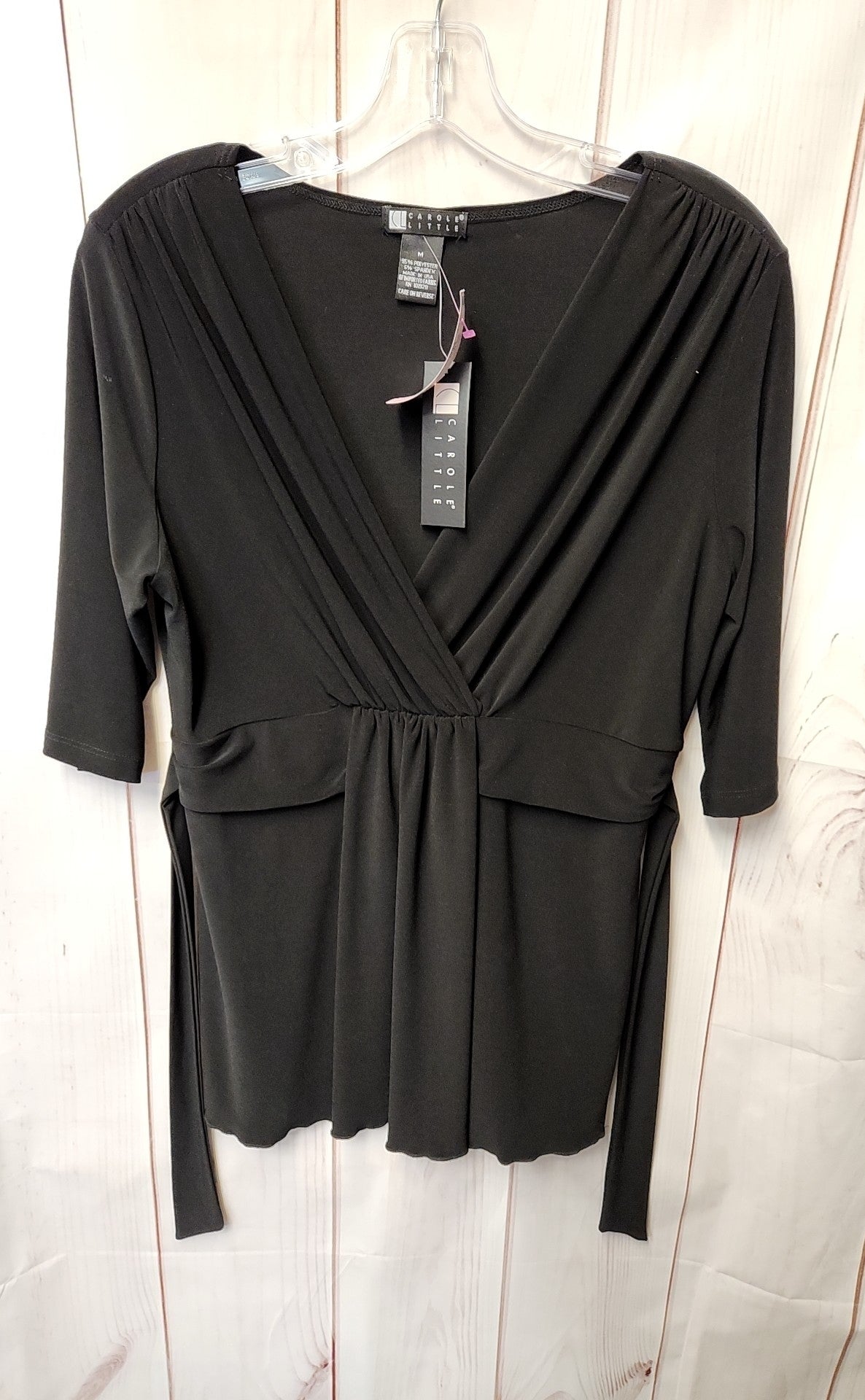 NWT Carole Little Women's Size M Black 3/4 Sleeve Top