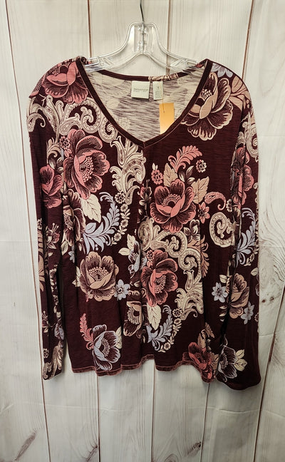 Zenergy - Chico's Women's Size 3 = US XL Purple Floral Long Sleeve Top